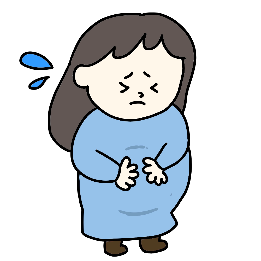 お腹がはる妊婦のイラスト