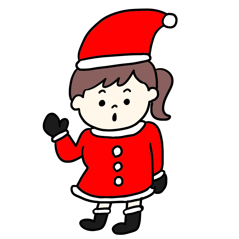 とぼける女性のサンタクロースのイラスト