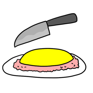 卵を切る前のオムライス