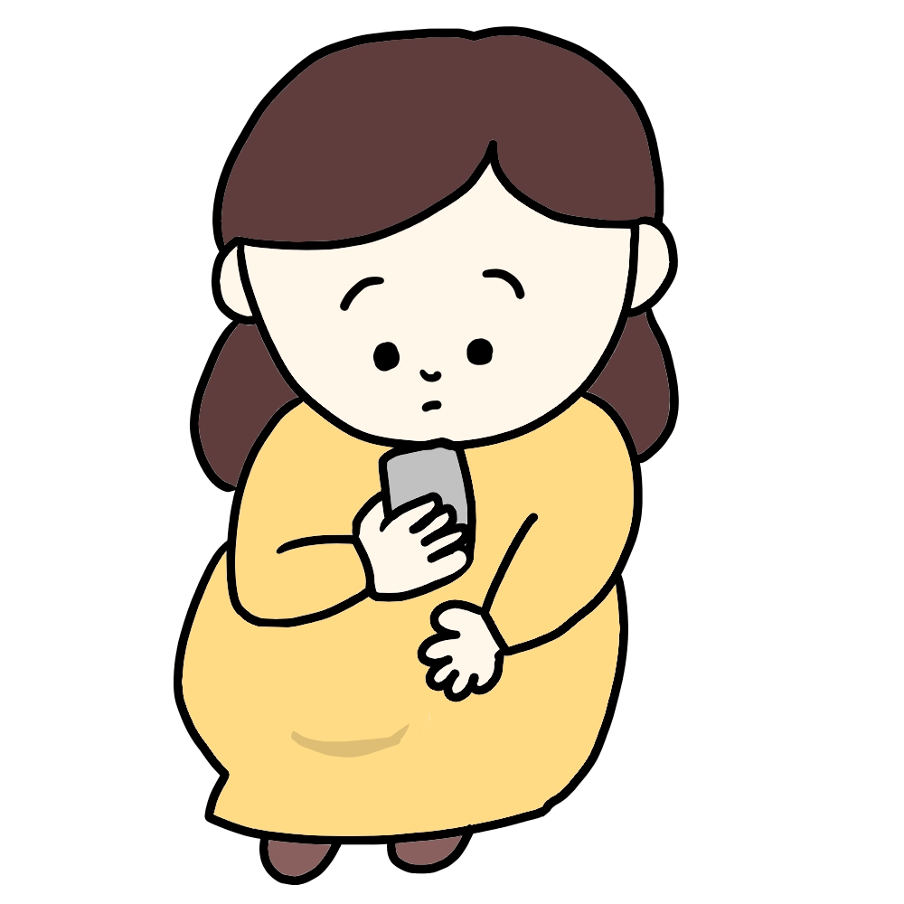 スマホを見る妊婦のイラスト