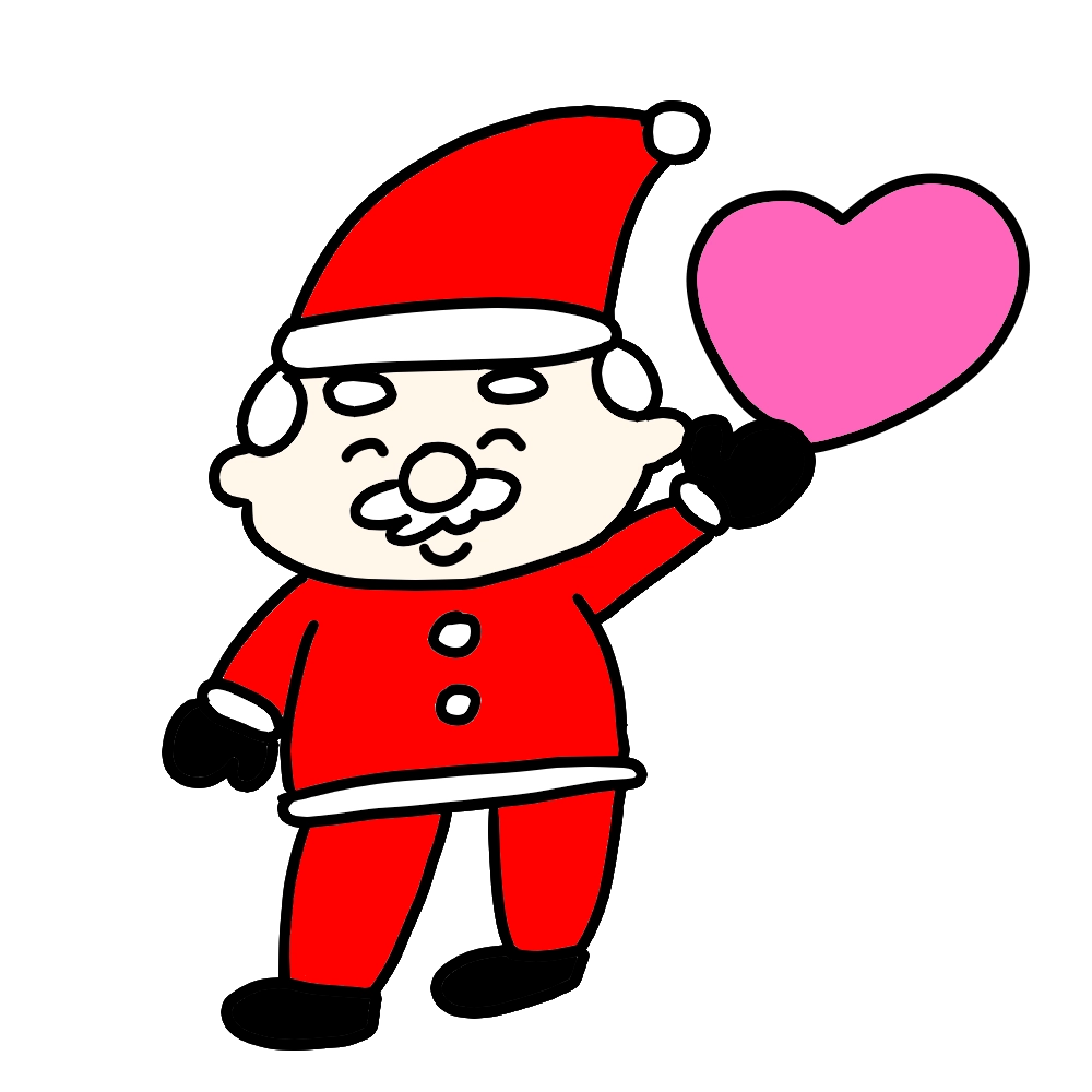 ハートを持っているサンタクロースのイラスト