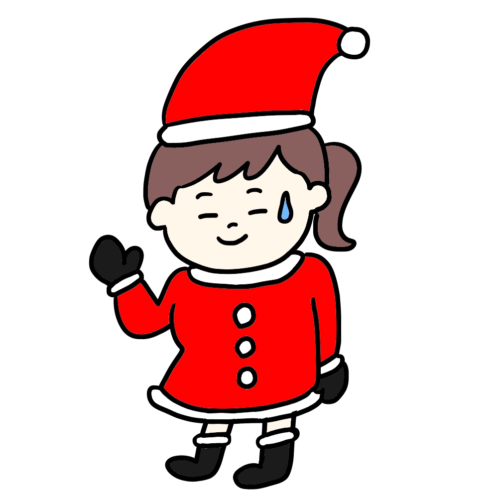 困った女性のサンタクロースのイラスト