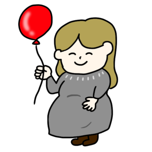 赤色の風船を持つ妊婦のイラスト