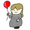 赤い風船を持つ妊婦のイラスト｜サムネイル