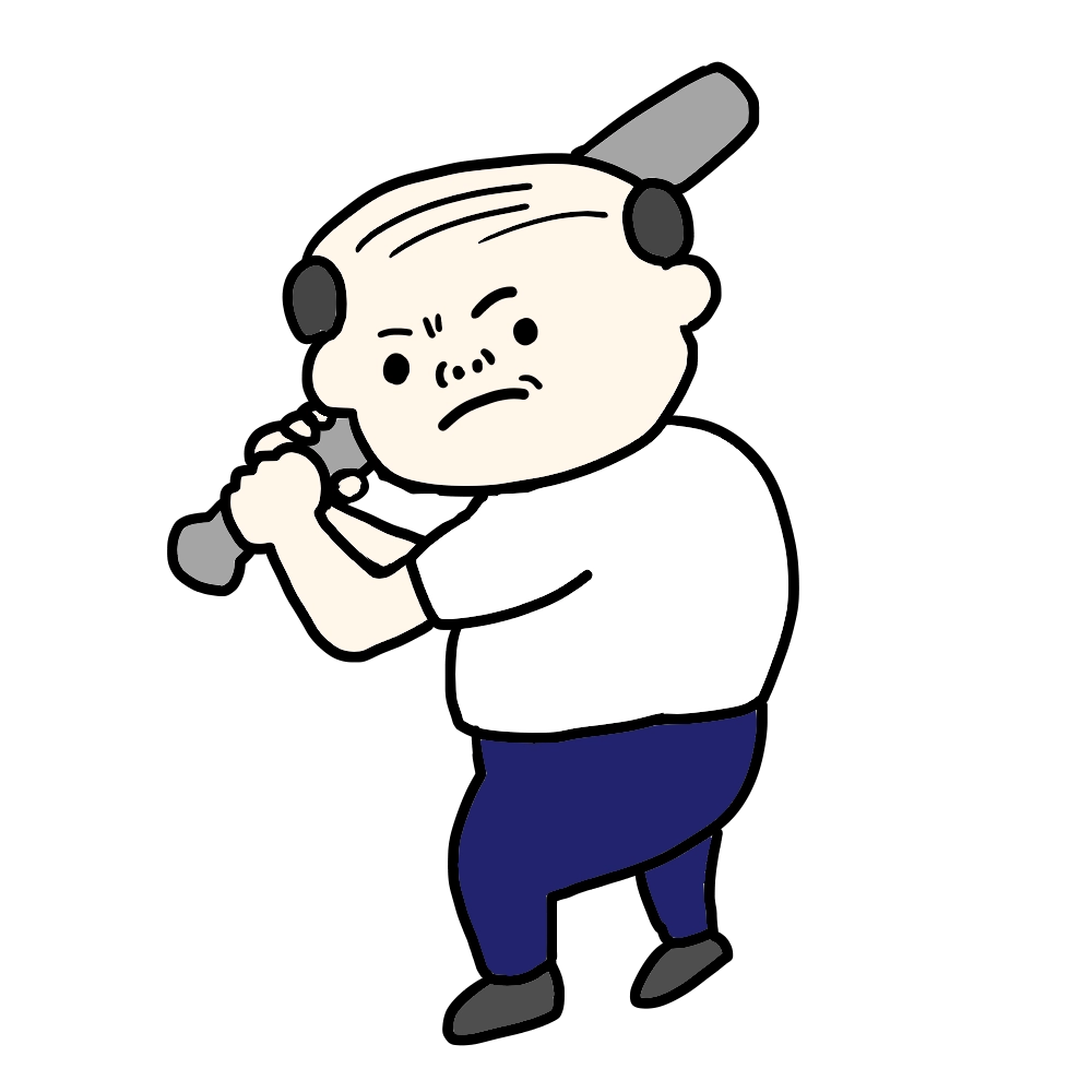 野球をするおじさんのイラスト