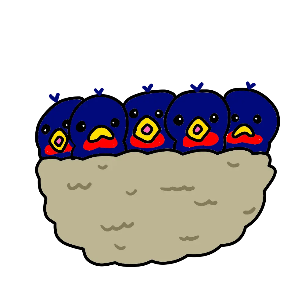 つばめとつばめの巣のイラスト