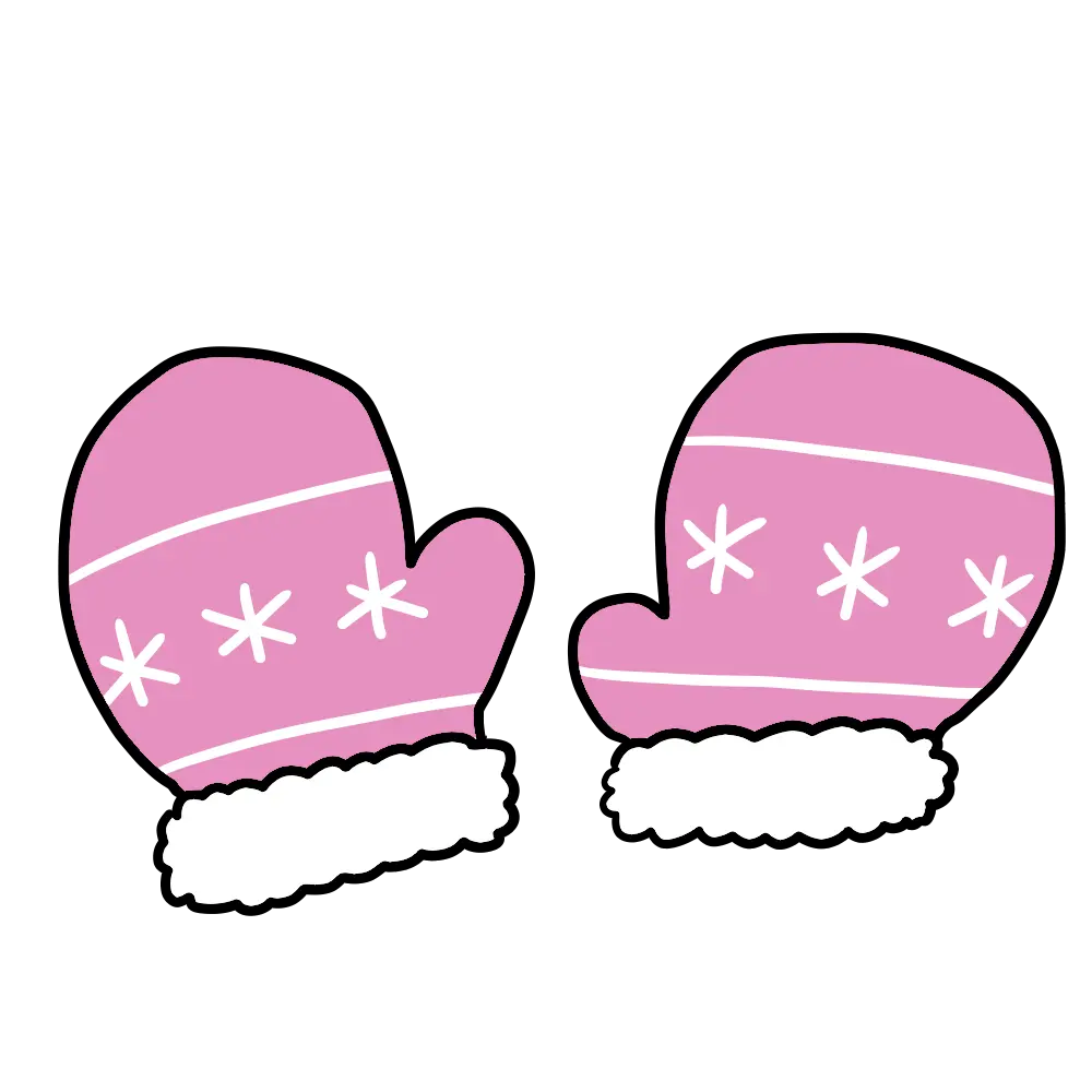 ピンク色のかわいい手袋のイラスト