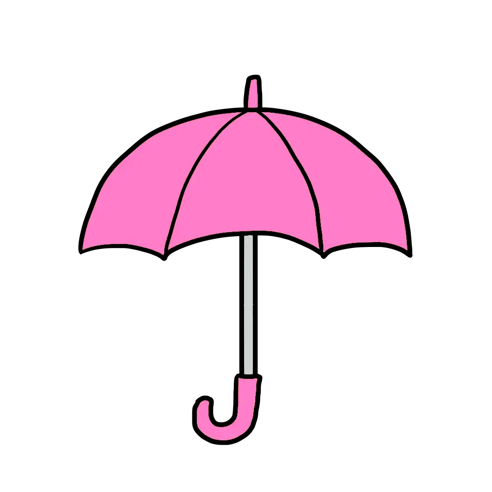 ピンク色の傘のイラスト