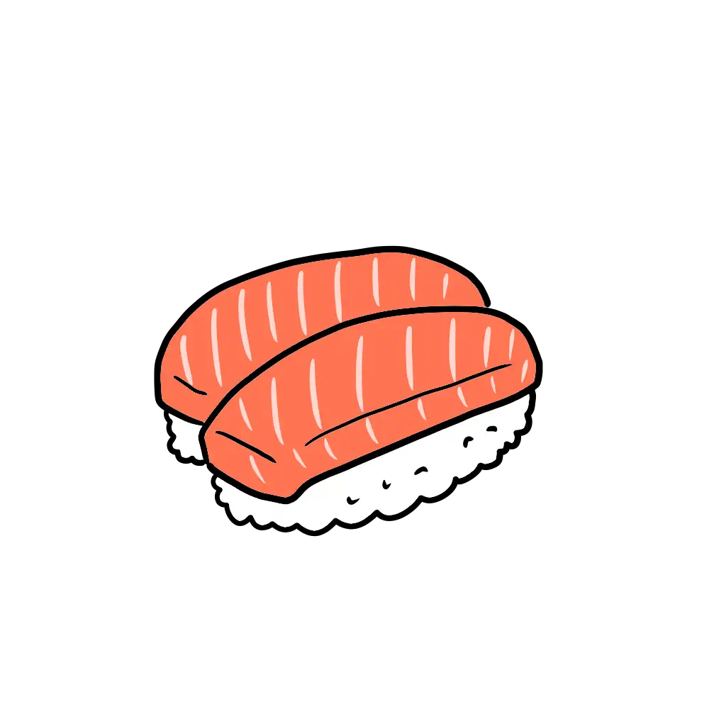 リアルなサーモンのお寿司のイラスト