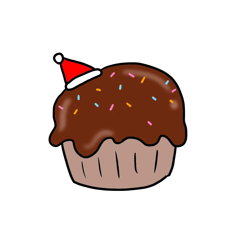 可愛いカップケーキのイラスト（サンタクロース）
