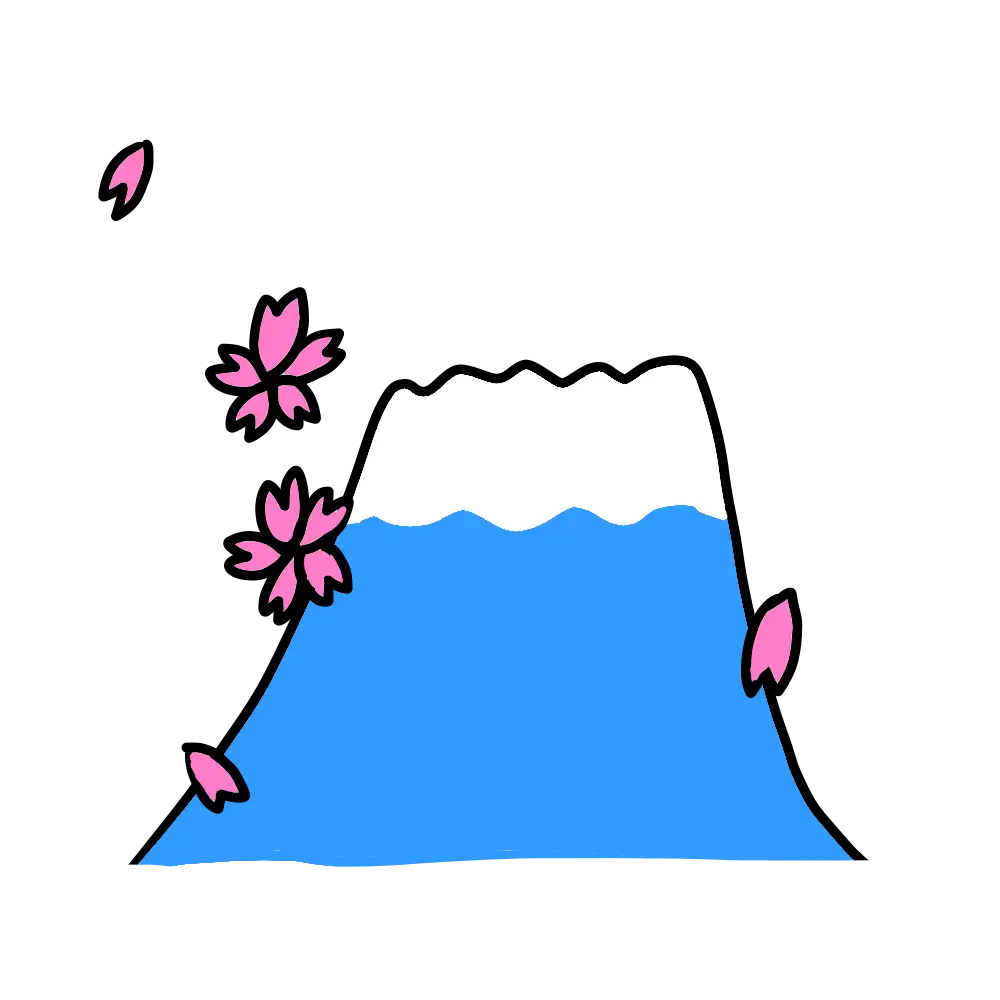 富士山のイラスト（春）