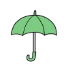 緑色の傘のイラスト｜サムネイル