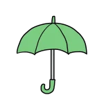 緑色の傘のイラスト｜サムネイル