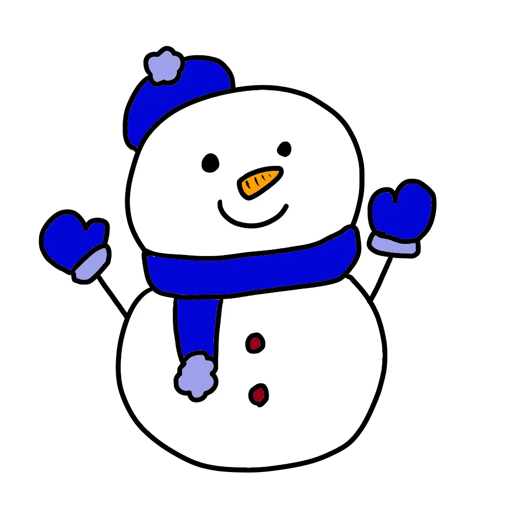 青色のマフラーと雪だるまのイラスト