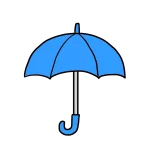 青色の傘のイラスト｜サムネイル