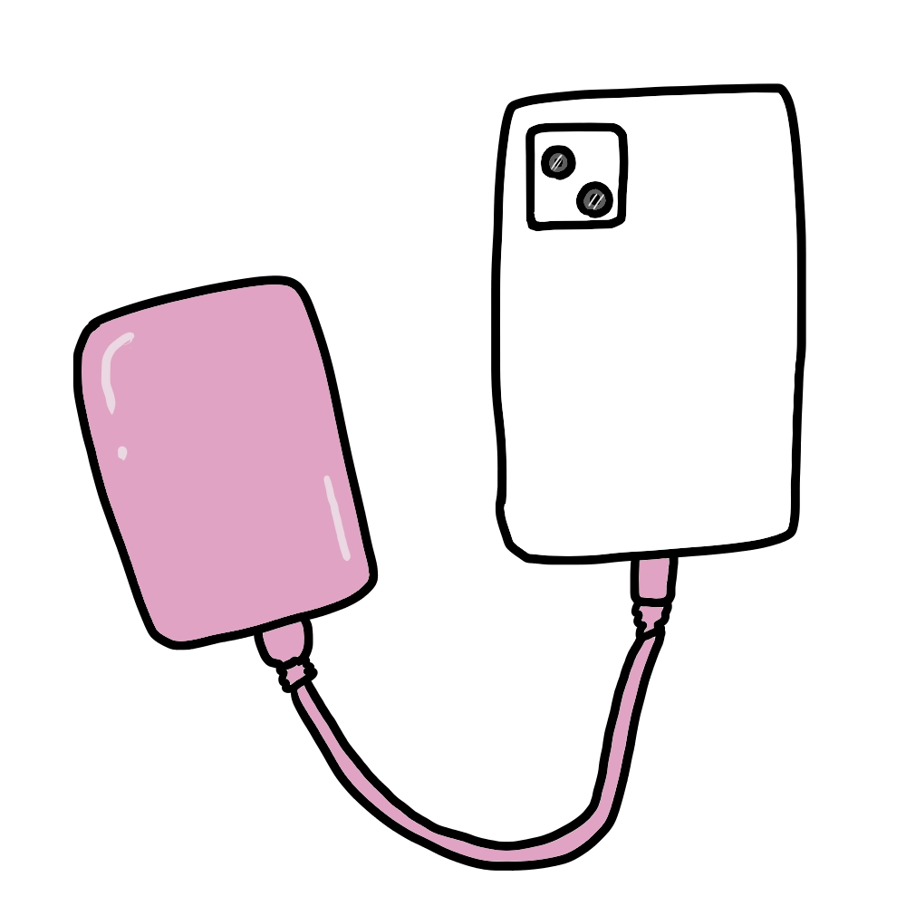モバイルバッテリー（ピンク色）のイラスト