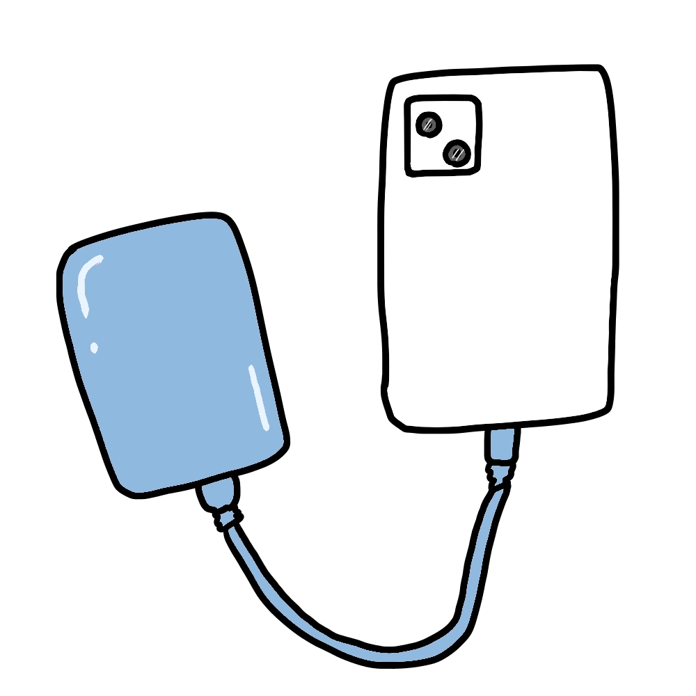 モバイルバッテリー（青色）のイラスト