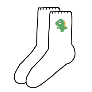 かわいい靴下（恐竜）のイラスト